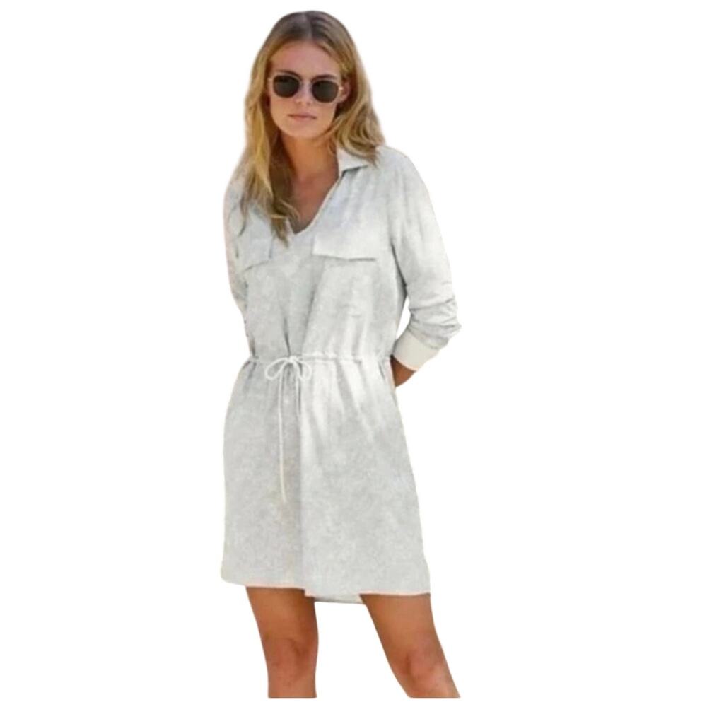 Athleta Zuma Viper Gray Snakeskin Animal Print Shirt Dress Size XS